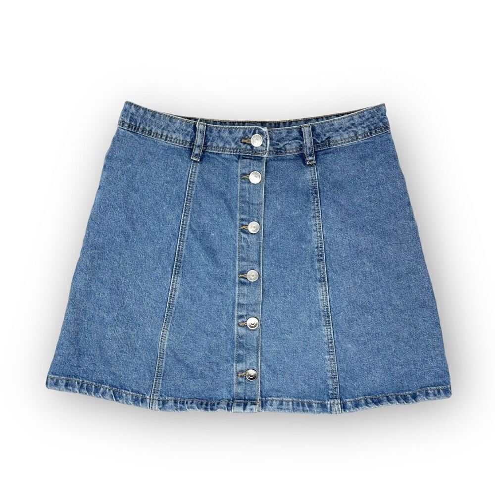 Divided H&M Button Front A Line Jean Mini Skirt Women’s Size 8